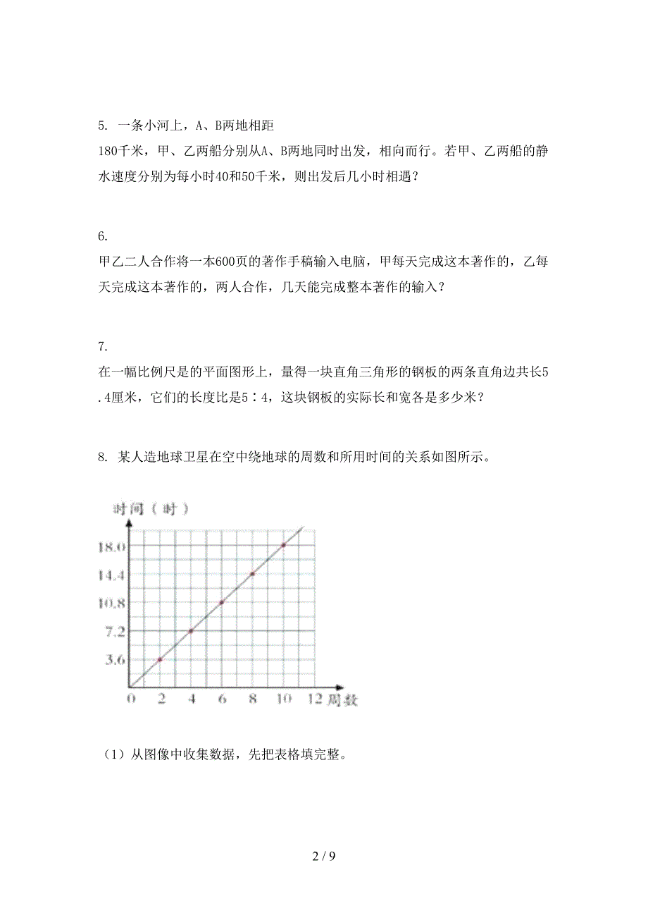 冀教版六年级上学期数学应用题与解决问题专项通用_第2页