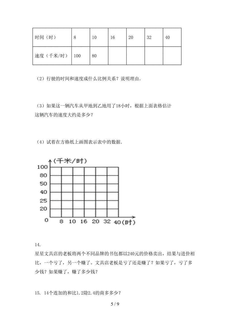 冀教版六年级上学期数学应用题与解决问题专项通用_第5页