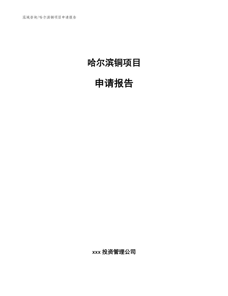 哈尔滨铜项目申请报告_模板范本_第1页