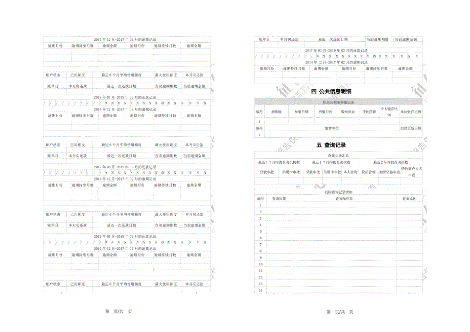 个人征信报告模板征信报告模板(2019带水印_第3页