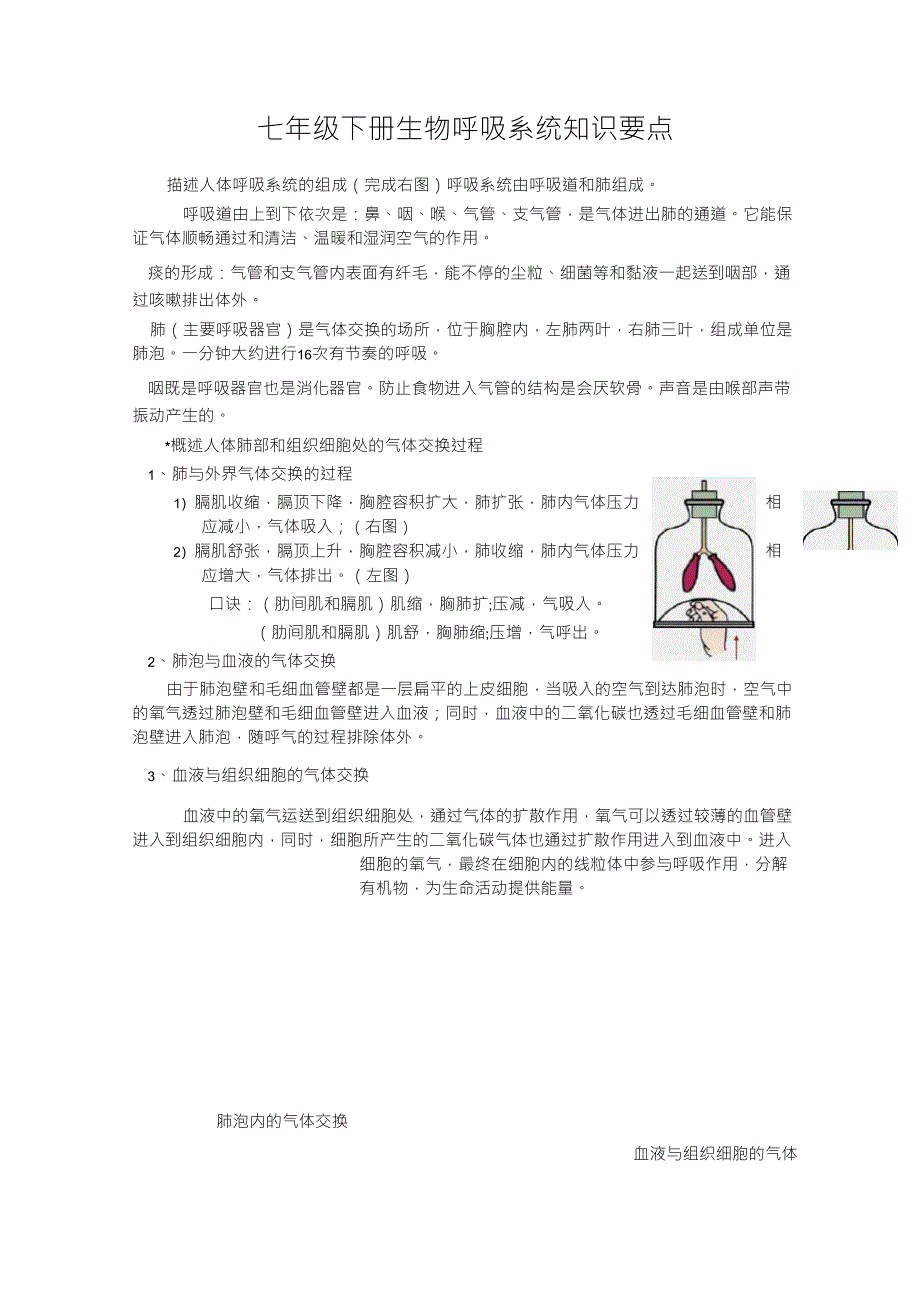 七年级下册生物呼吸系统重要知识点_第1页