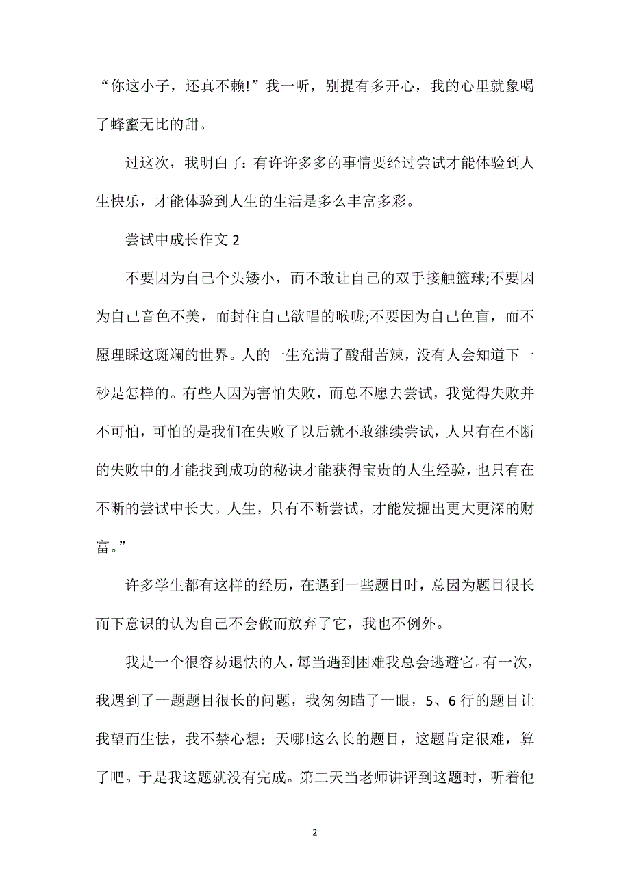 尝试中成长作文初二600字记叙文.doc_第2页