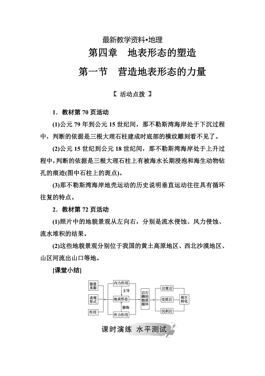 【最新】人教版高中地理必修一习题：第四章第一节营造地表形态的力量 Word版含解析_第1页