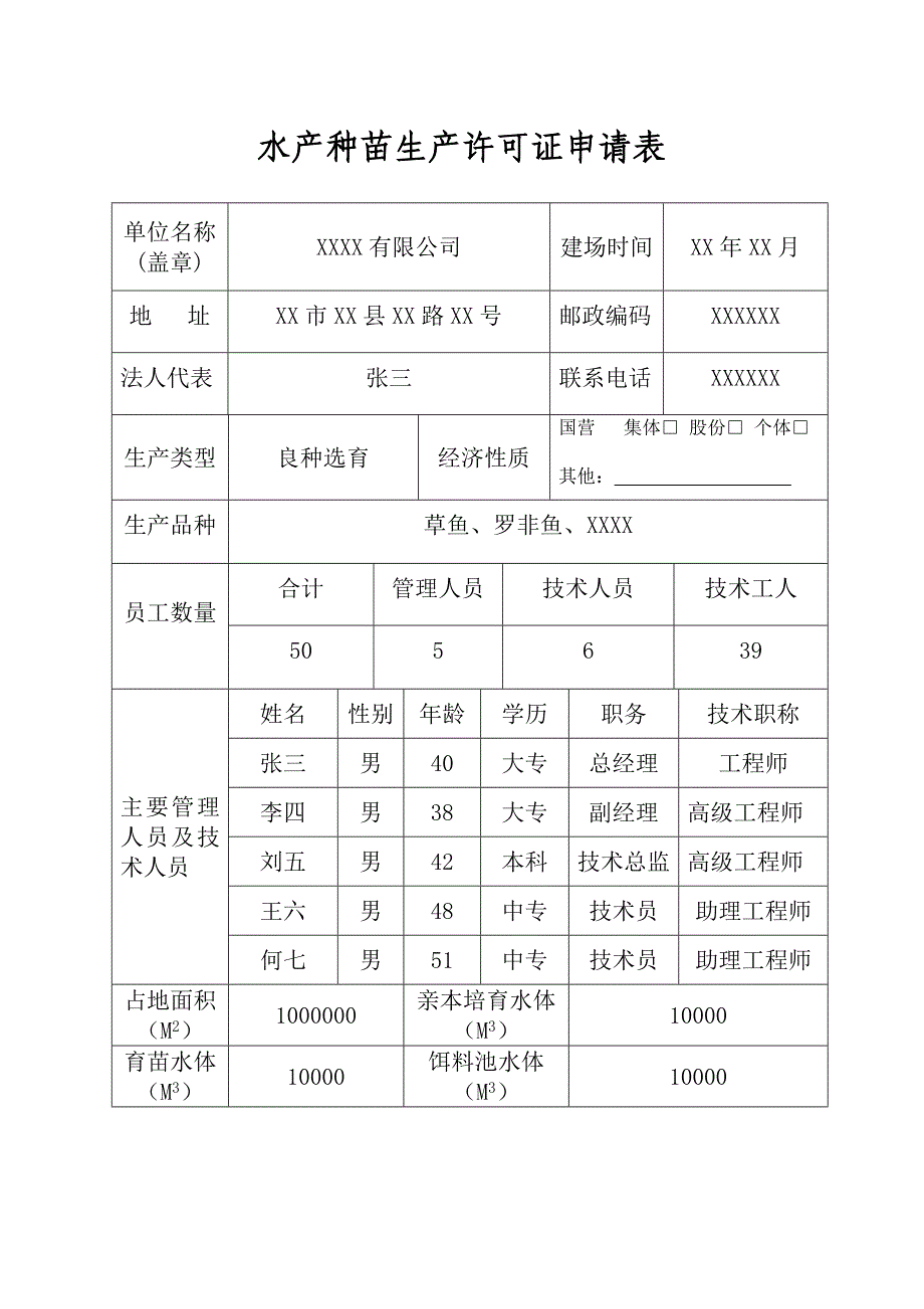 水产种苗生产许可证申请表_第1页