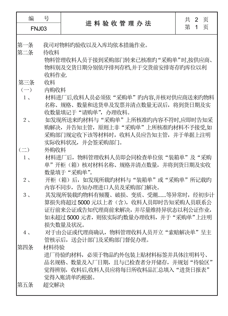 企业进料验收管理新版制度_第1页