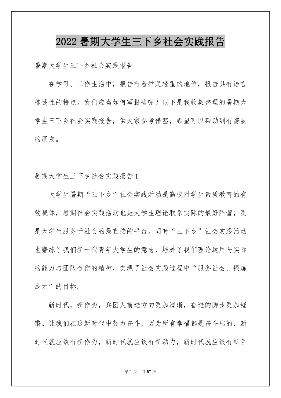 2022暑期大学生三下乡社会实践报告_第1页