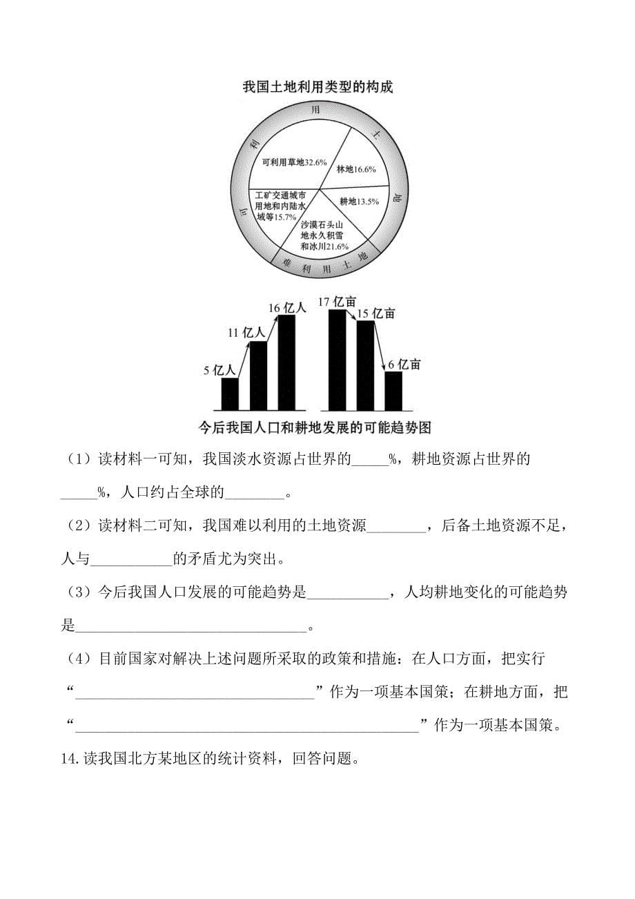 新教材 中考地理全程复习综合检测【第11章】中国的自然资源附解析鲁教版_第5页