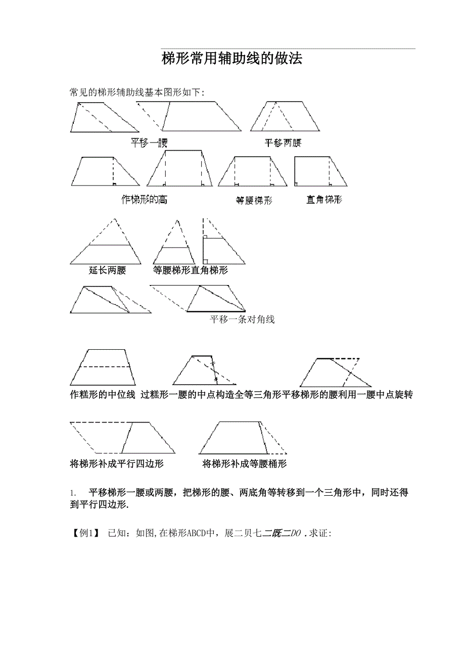 梯形常用辅助线的做法_第1页