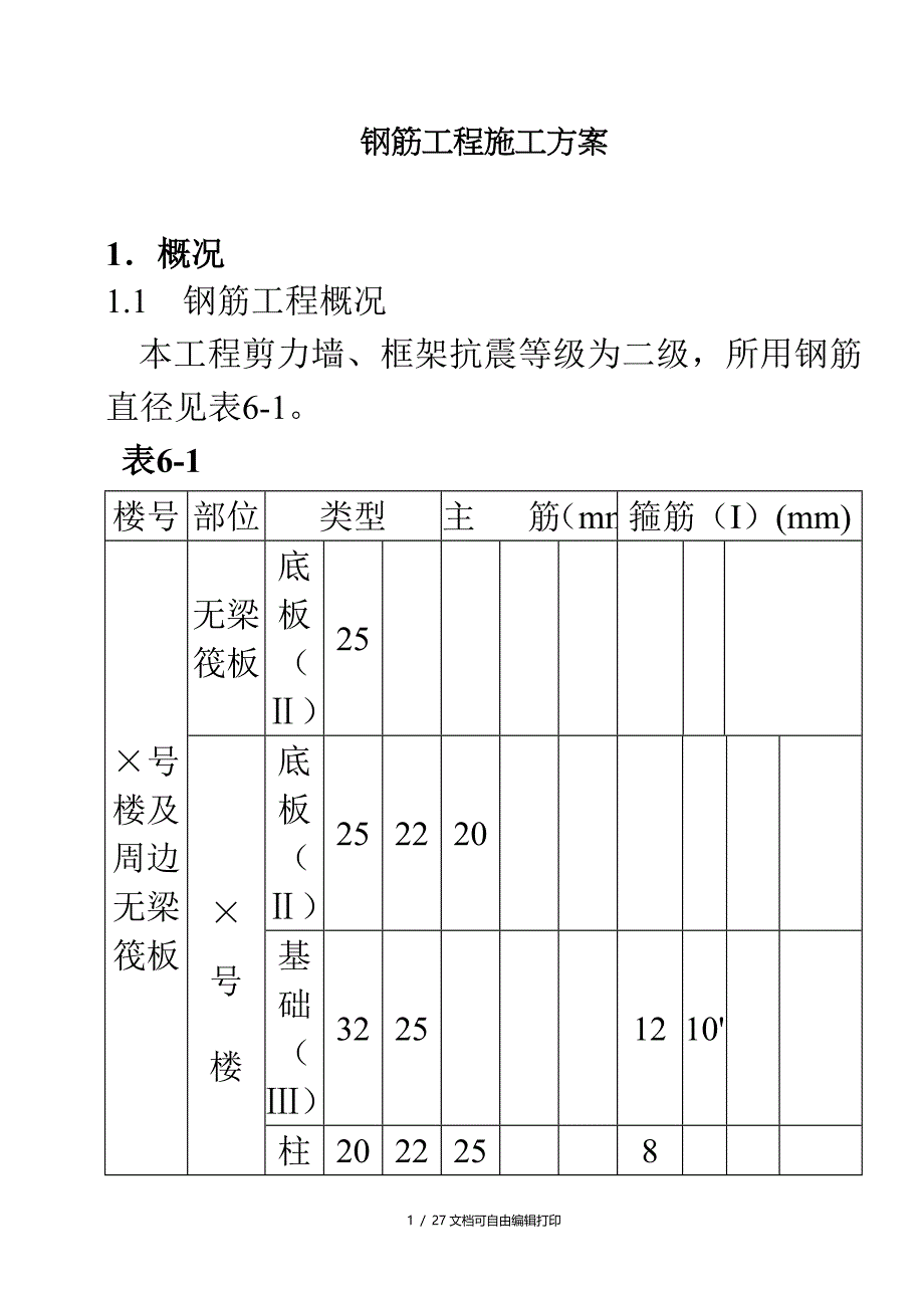 钢筋工程施工方案_第1页