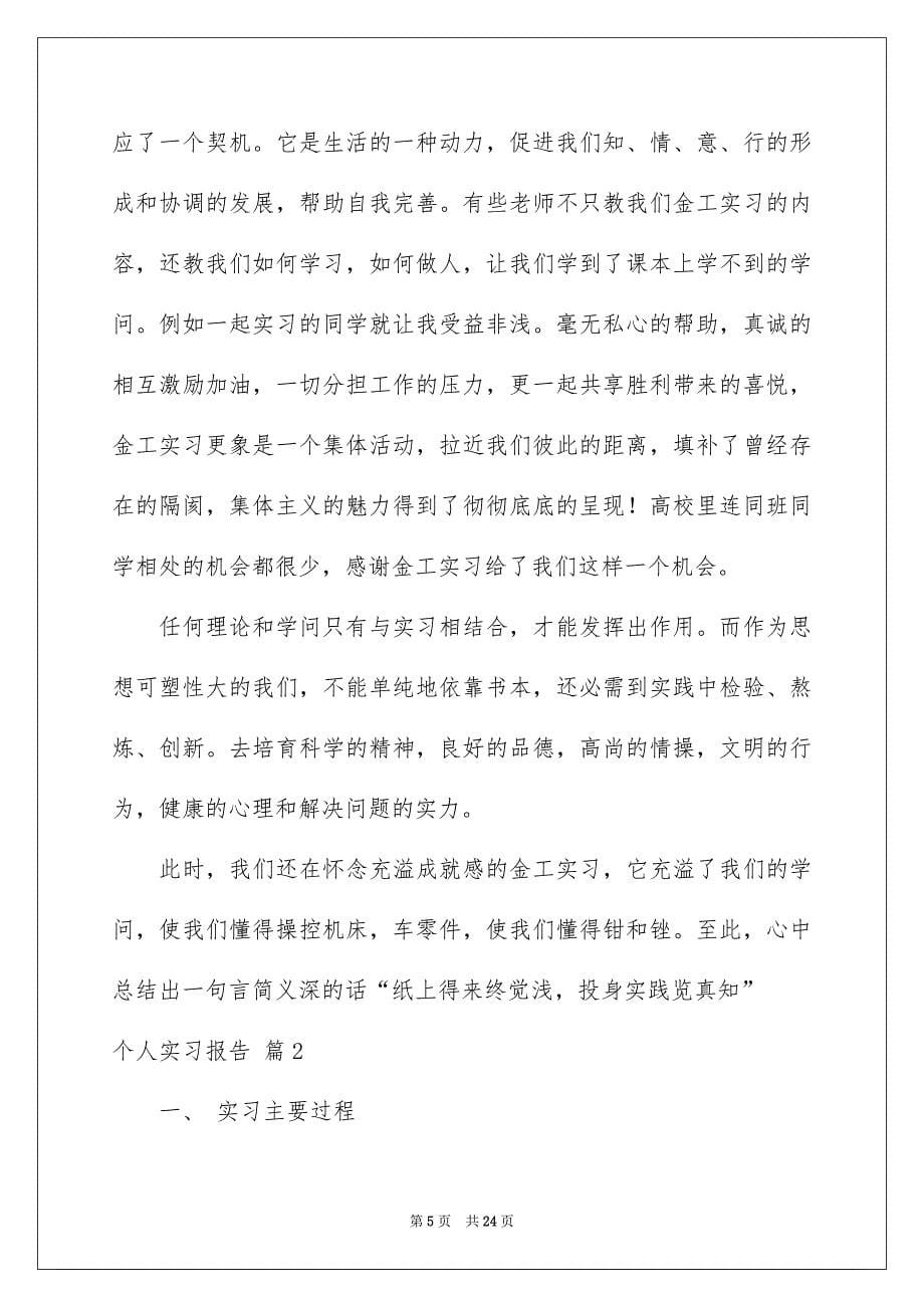 个人实习报告模板锦集五篇_第5页