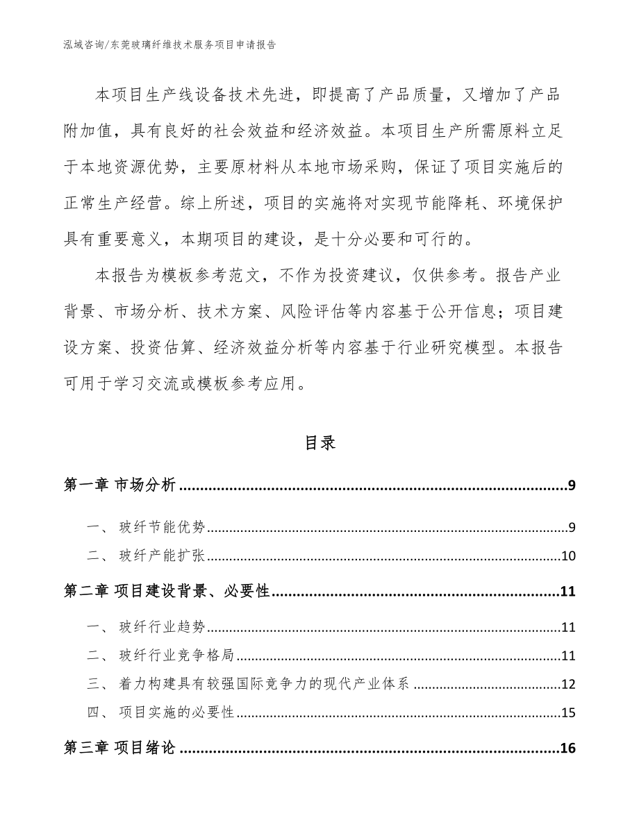 东莞玻璃纤维技术服务项目申请报告_范文模板_第2页
