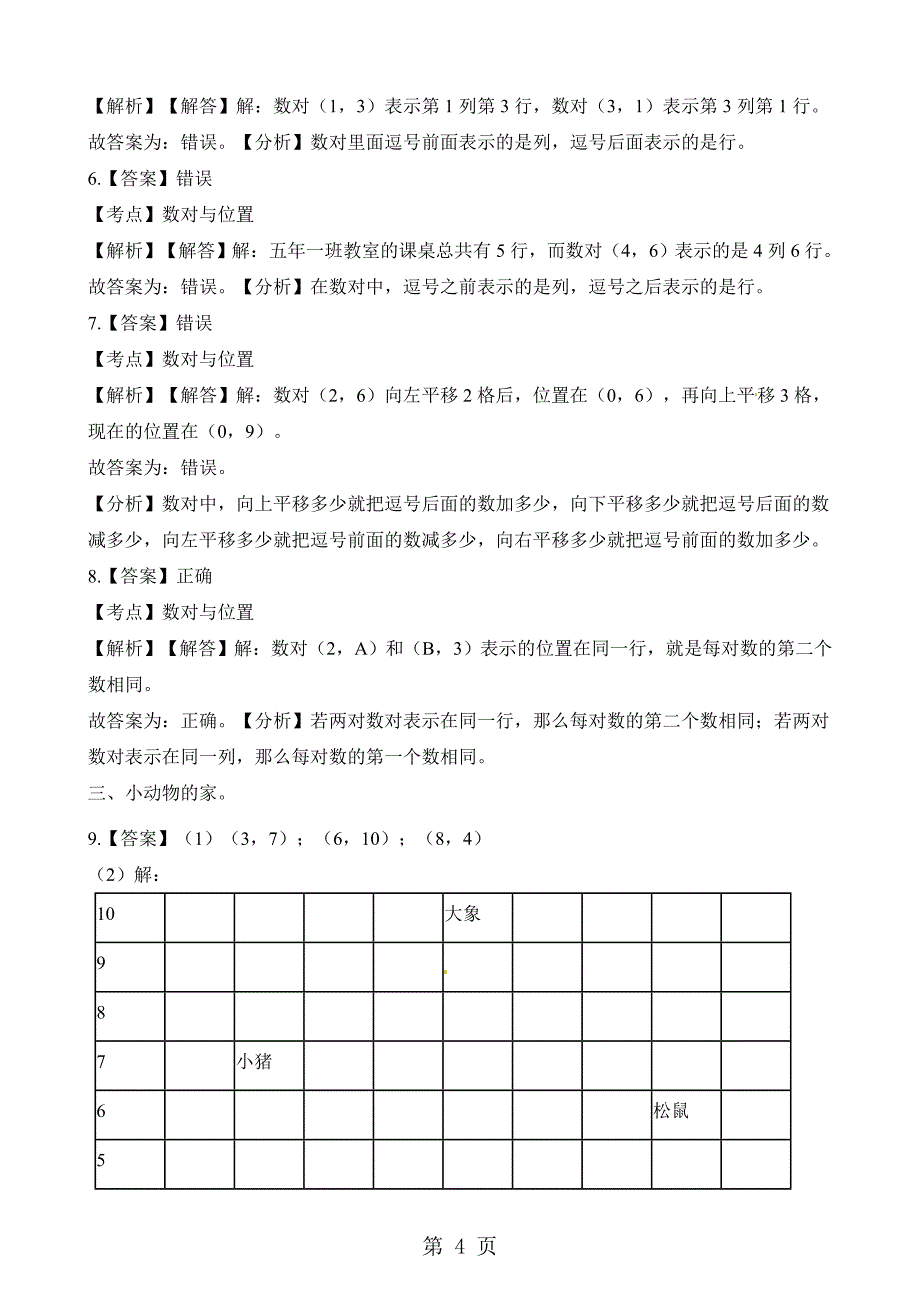 2023年五年级上册数学一课一练第二单元 位置人教新课标.docx_第4页