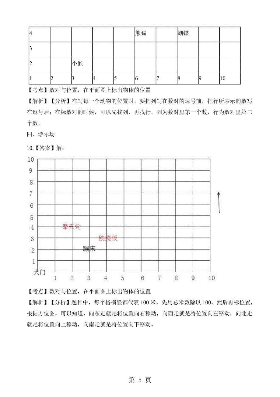 2023年五年级上册数学一课一练第二单元 位置人教新课标.docx_第5页