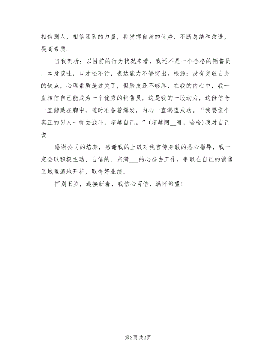 2022年月区域销售个人工作总结_第2页