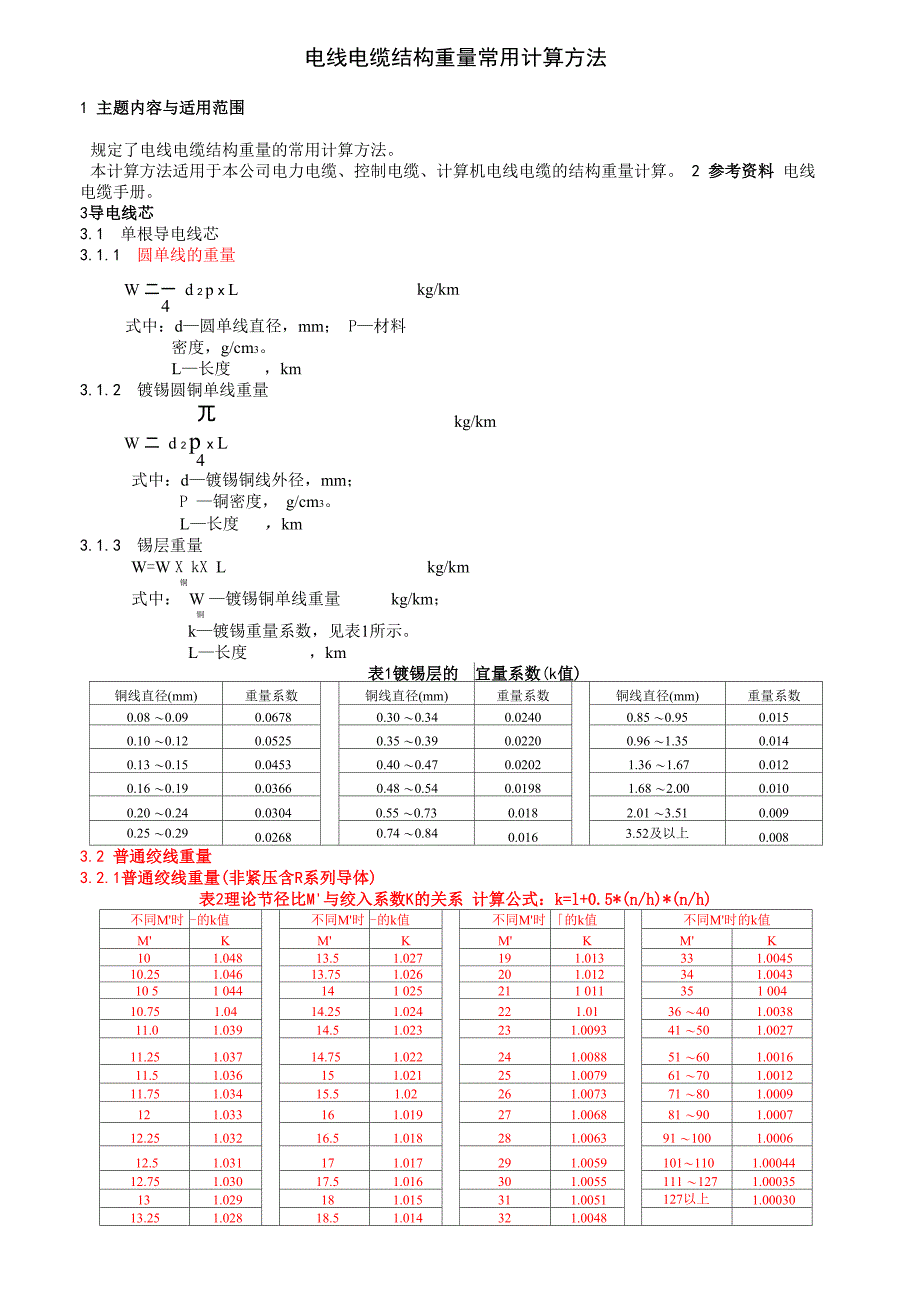 电线电缆结构重量常用计算方法_第2页