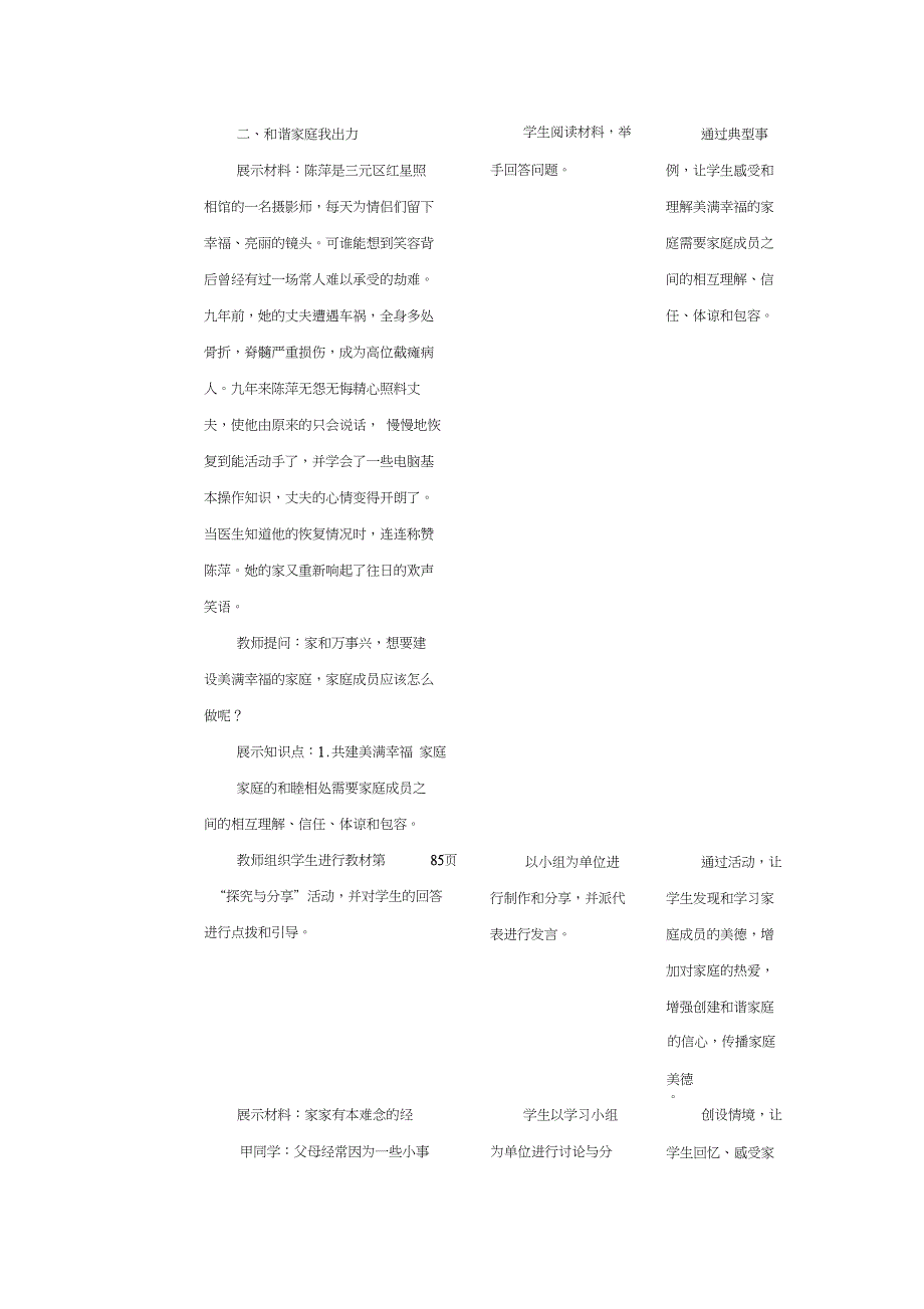 精品word人教版道德与法治七年级上册部编版最新精品教案7.3让家更美好_第4页