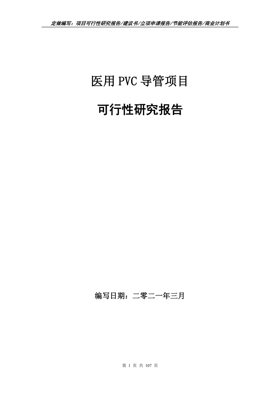 医用PVC导管项目可行性研究报告写作范本_第1页