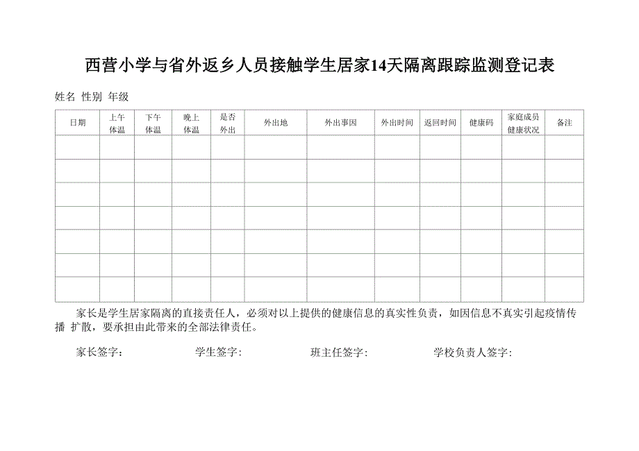 14天居家隔离跟踪监测登记表_第1页