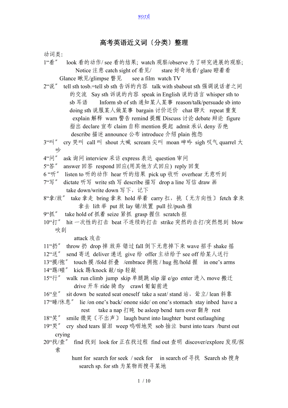 2017英语词汇近义词分类整理_第1页