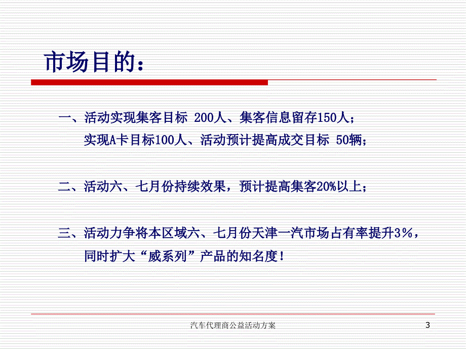 汽车代理商公益活动方案课件_第3页