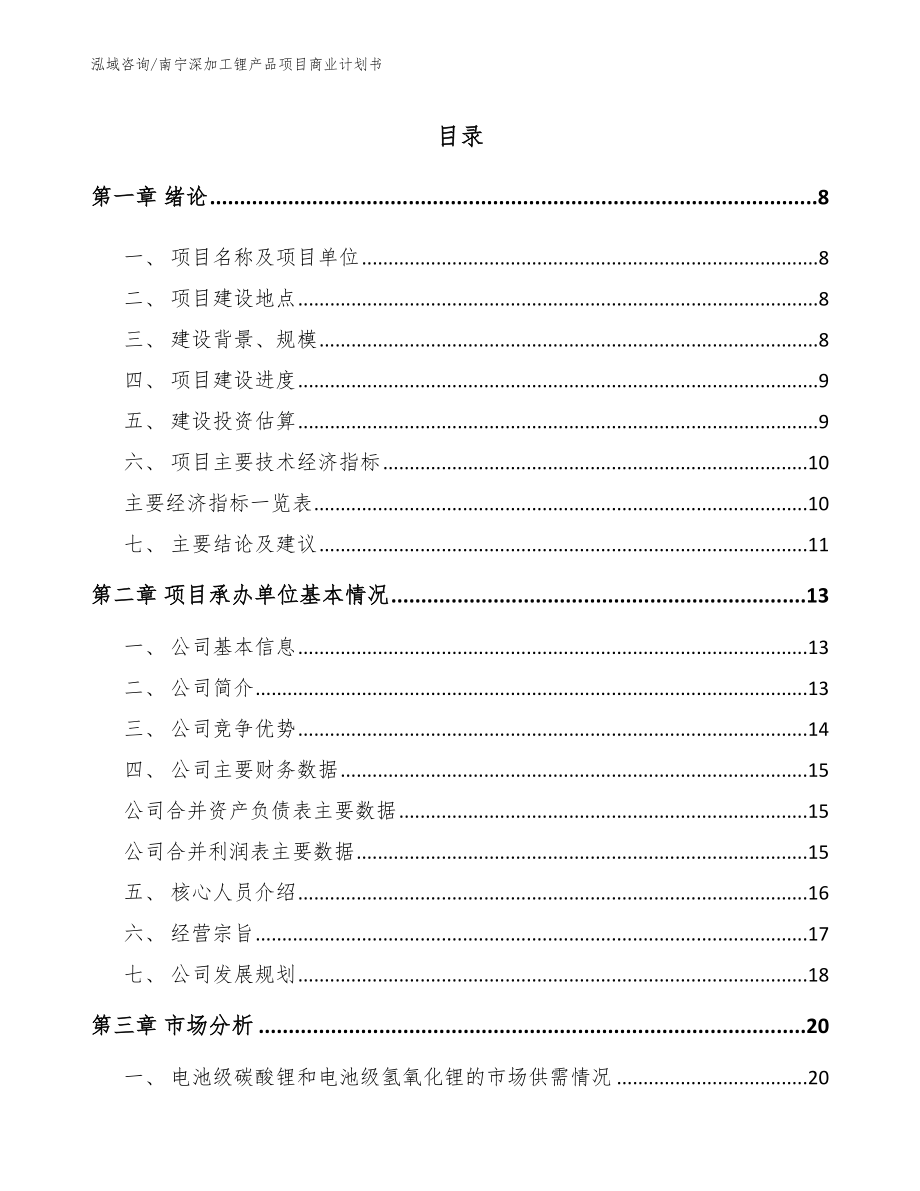 南宁深加工锂产品项目商业计划书（范文模板）_第2页