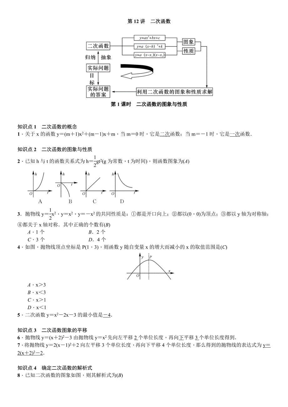 中考数学考点讲解二次函数的图象与性质_第1页