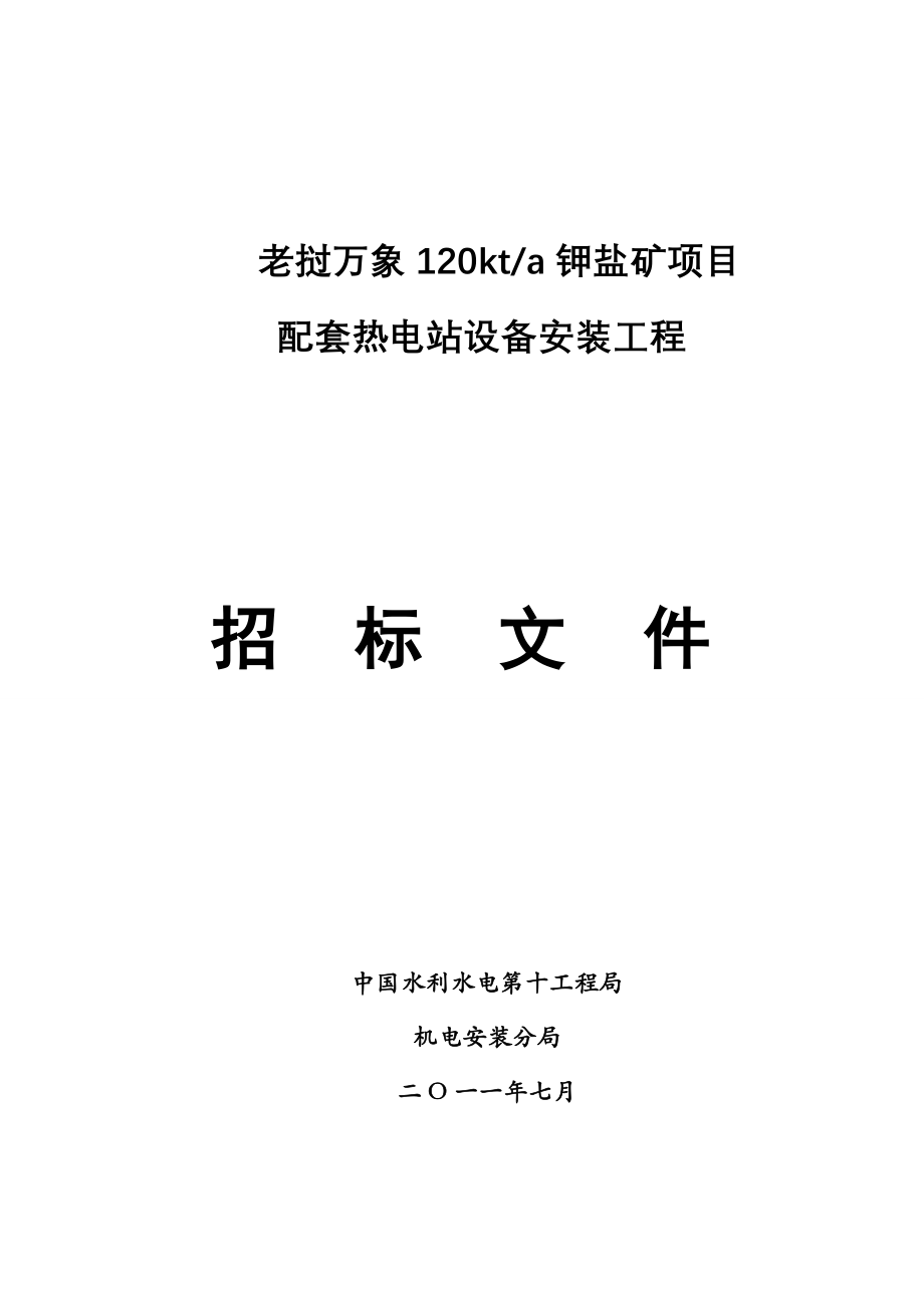 老挝某热电站设备安装工程招标文件_第1页