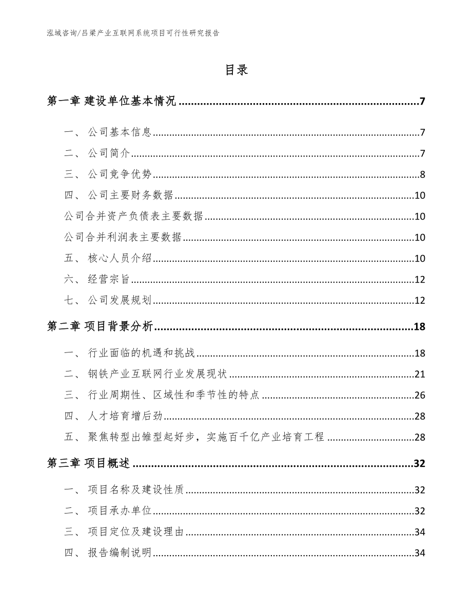 吕梁产业互联网系统项目可行性研究报告范文_第1页