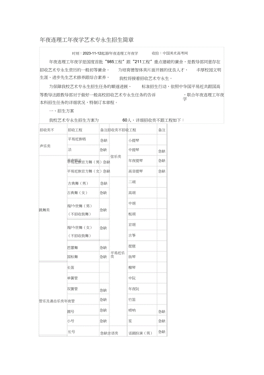 2023年大连理工大学艺术特长生招生简章.docx_第1页