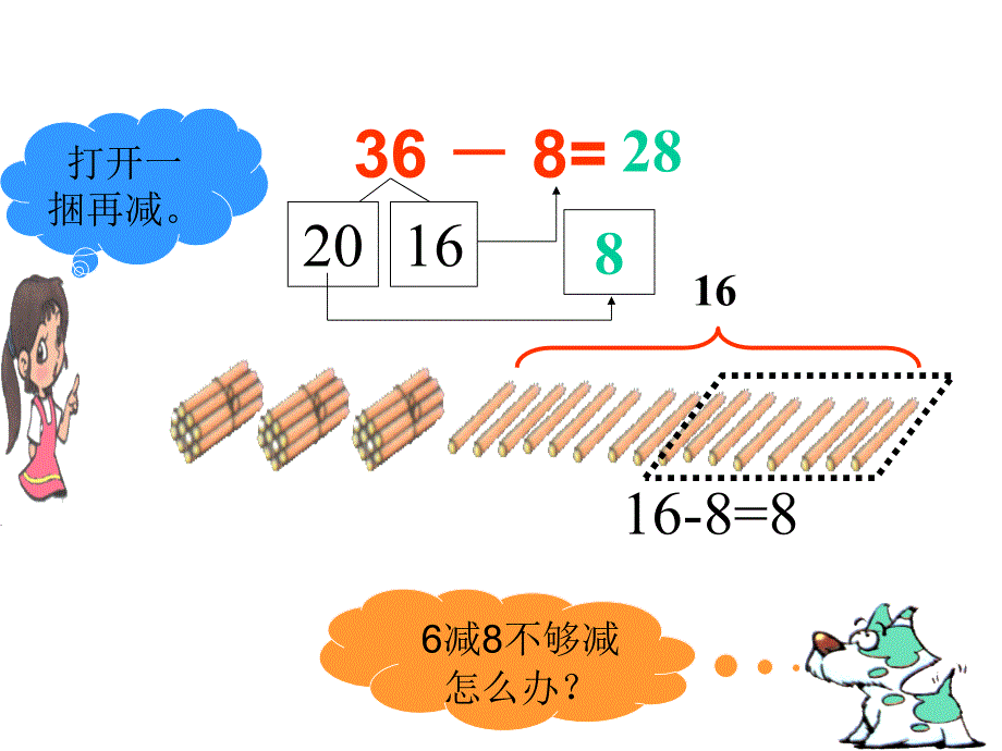 人教一年级数学下册两位数减一位数的退位减法课件_第4页