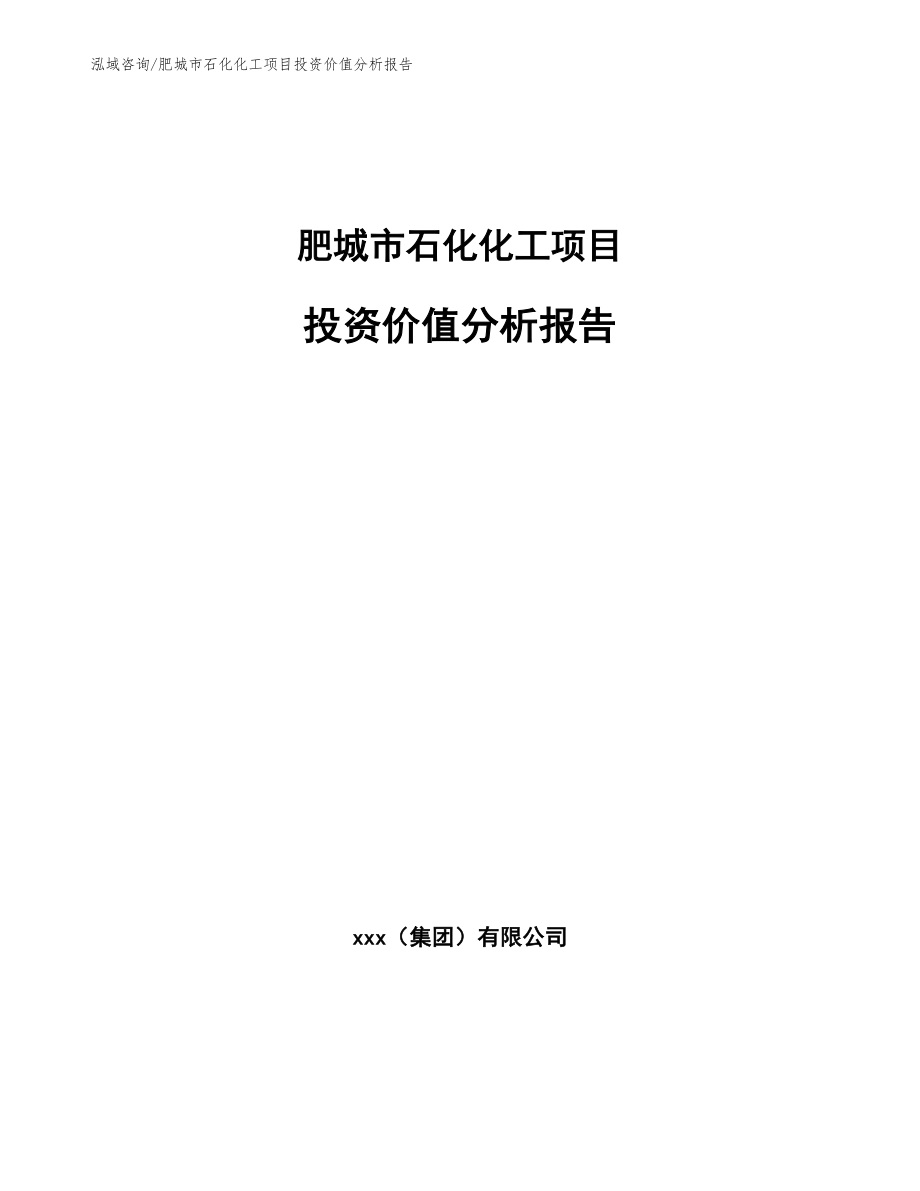 肥城市石化化工项目投资价值分析报告（范文参考）_第1页