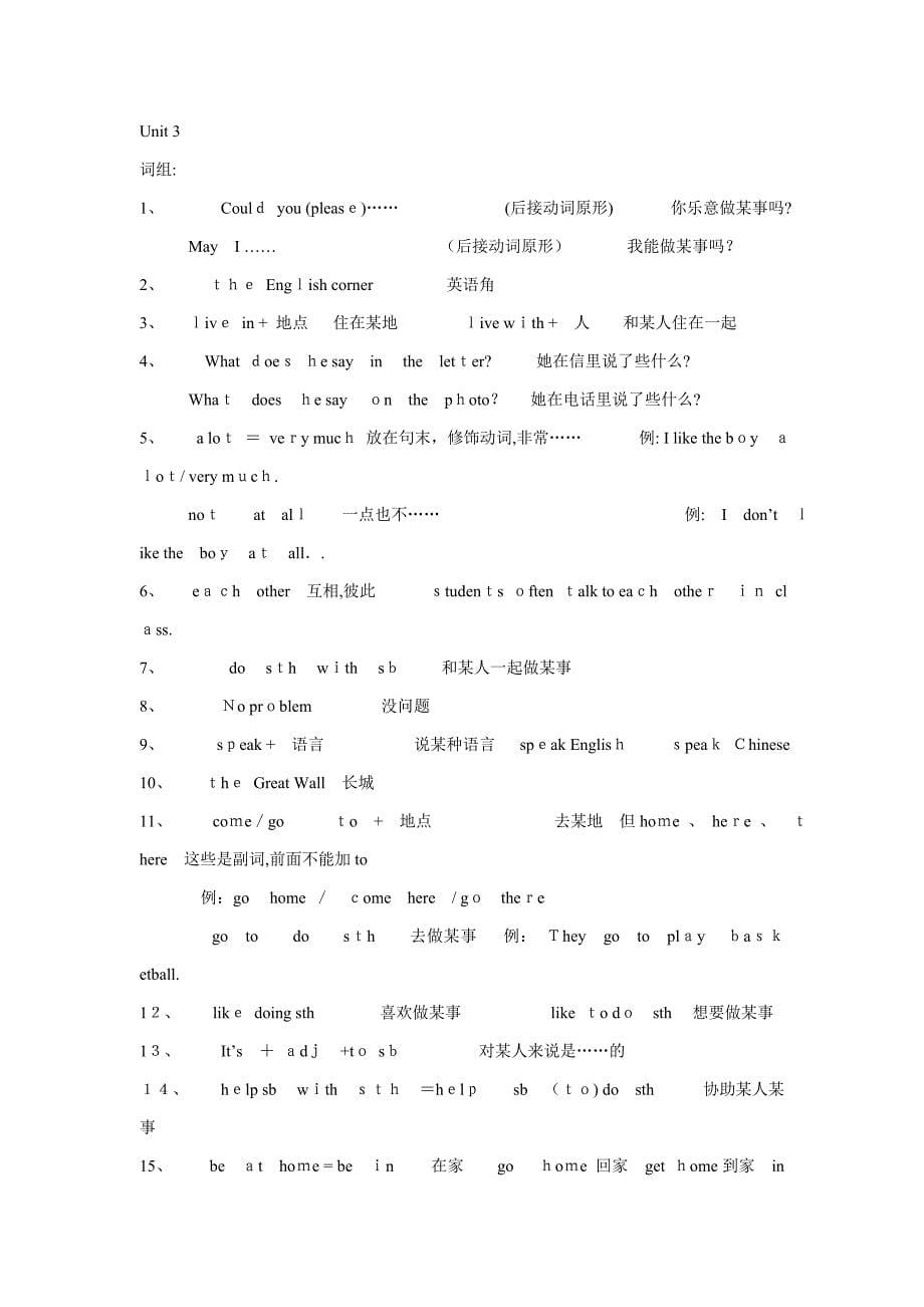 七年级上册英语重点句型_第5页