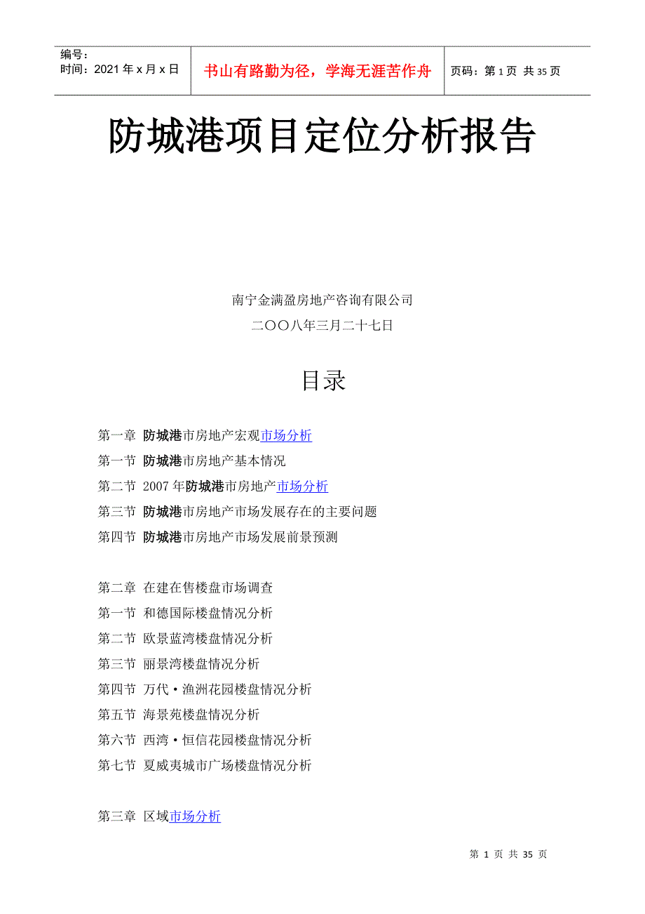 广西防城港某项目定位分析报告43页_第1页