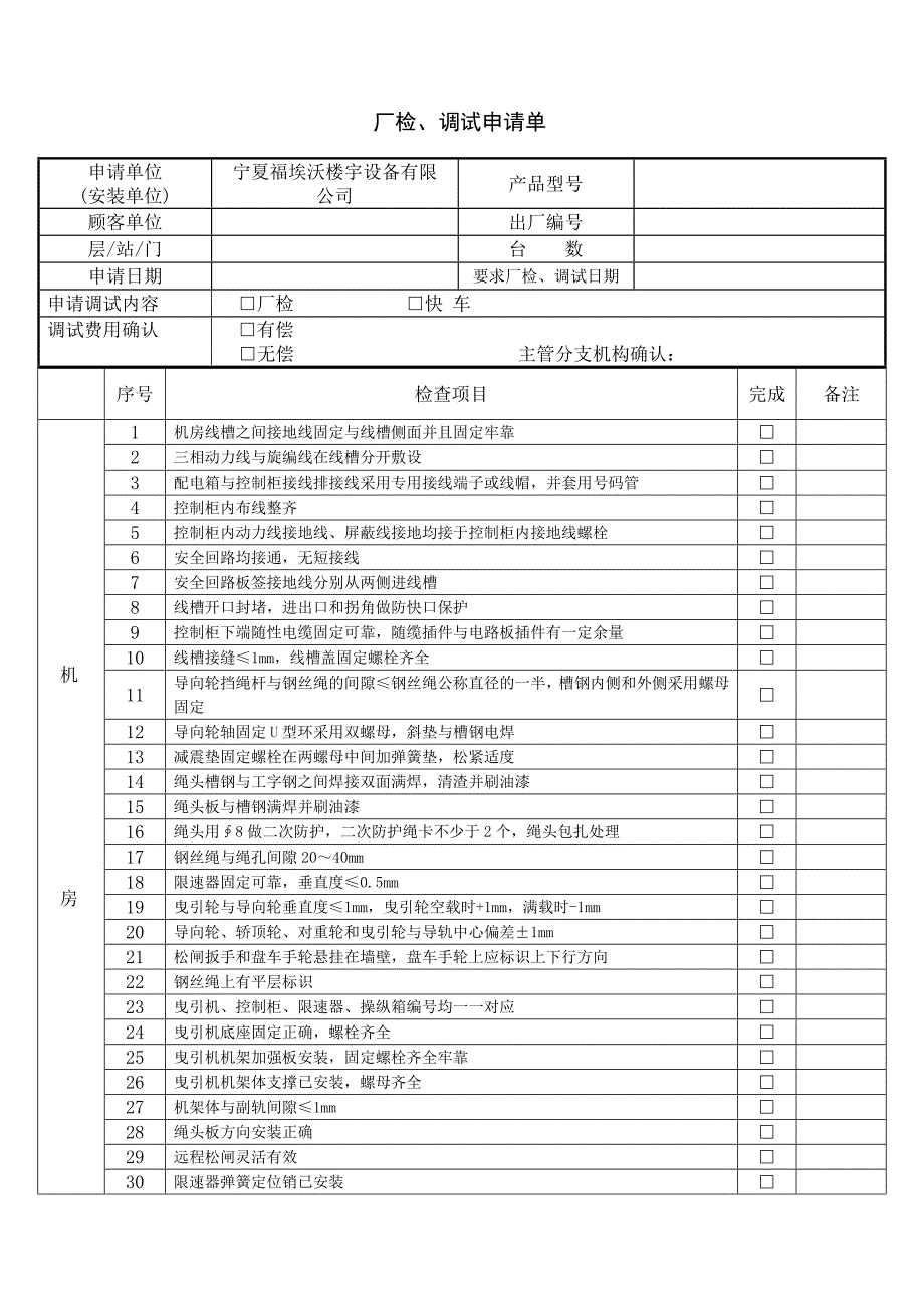 厂检、调试申请表.doc_第1页