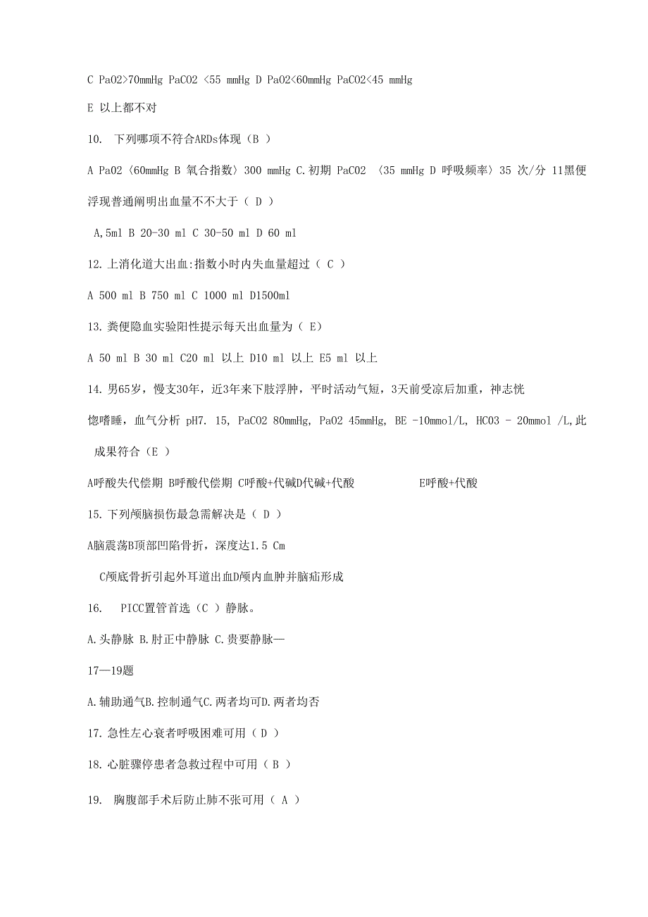 2021年重症医学科护理综合试题库_第2页