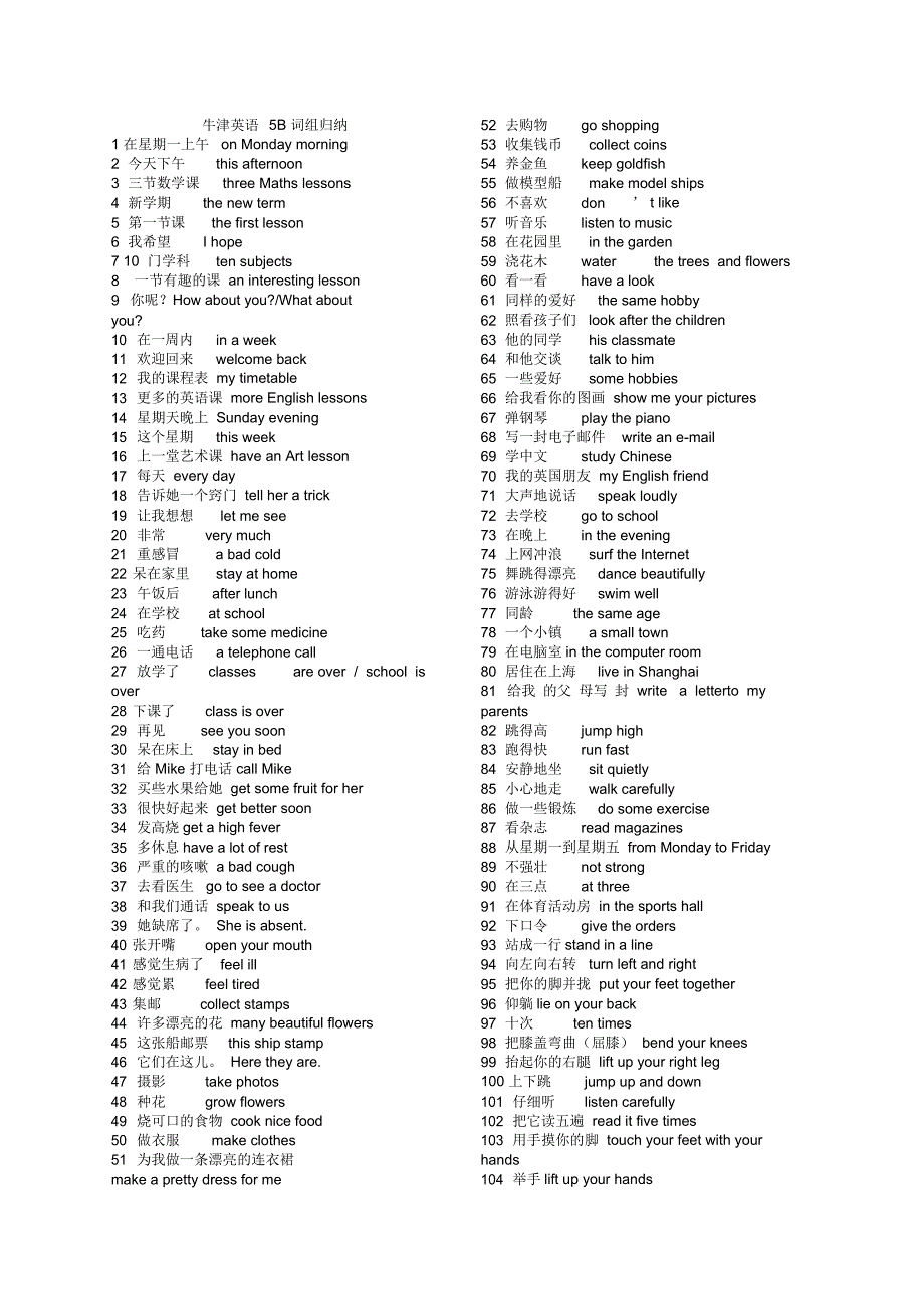 牛津版5A——6A词组归纳_第1页