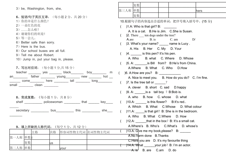 (完整版)新概念英语青少版1A期末试卷_第2页