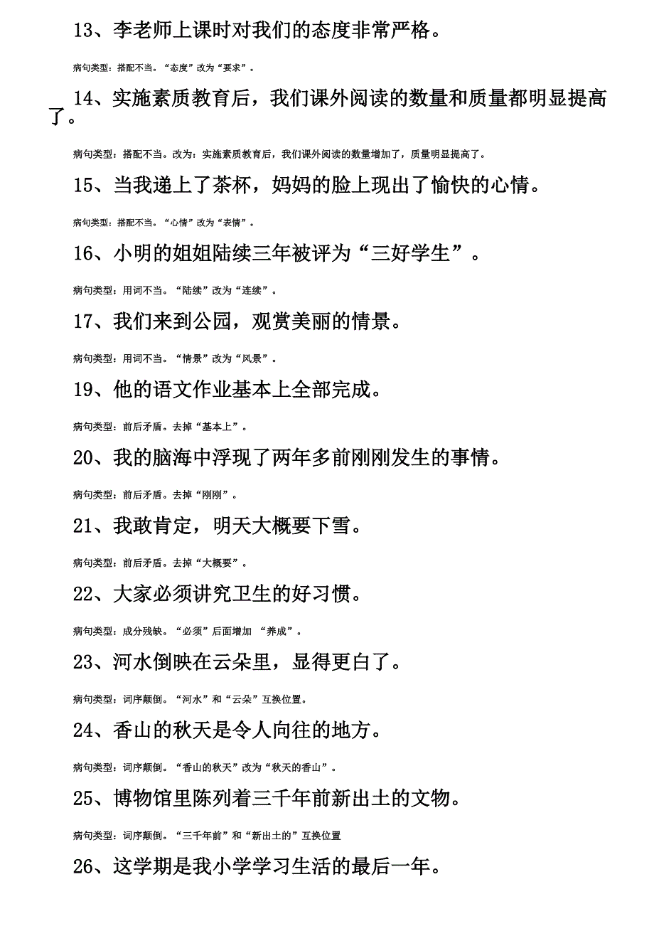 小学语文四年级修改病句练习题(带答案) （精选可编辑）.doc_第2页