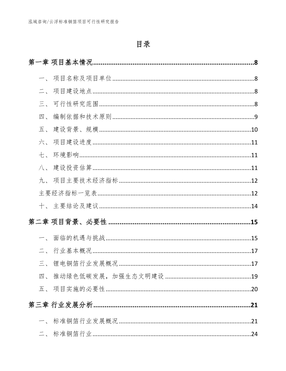 云浮标准铜箔项目可行性研究报告（模板范文）_第1页