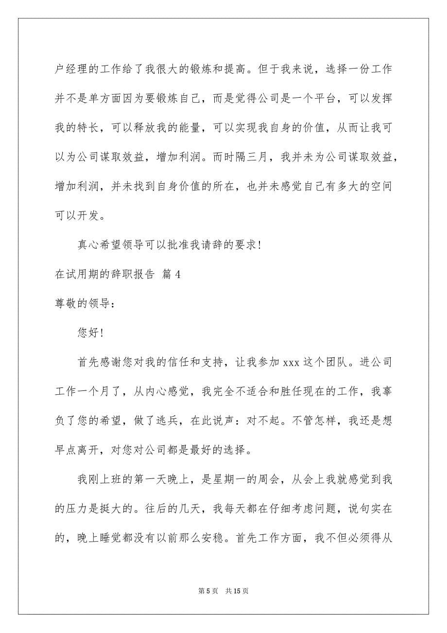 2023年在试用期的辞职报告模板汇总九篇.docx_第5页