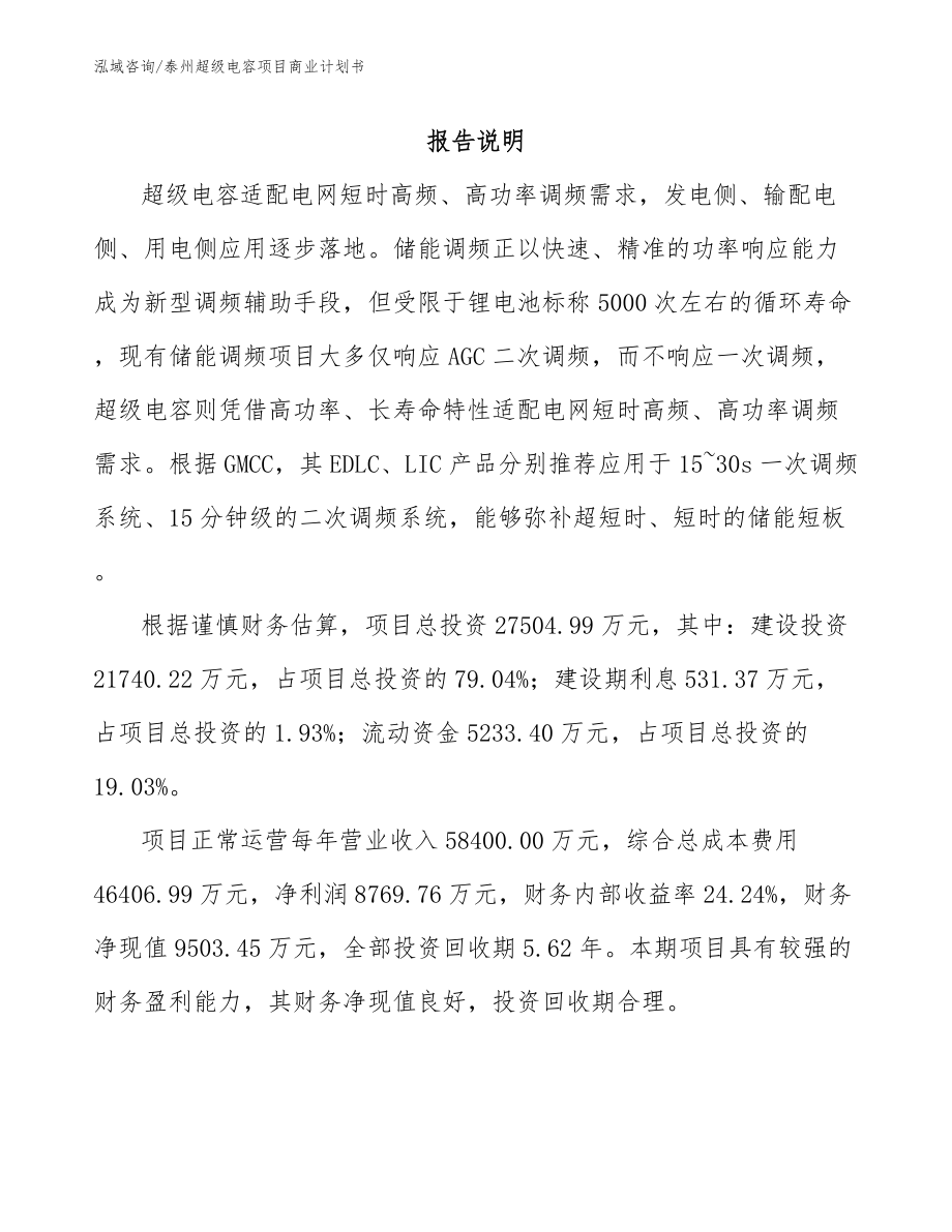 泰州超级电容项目商业计划书_范文_第2页