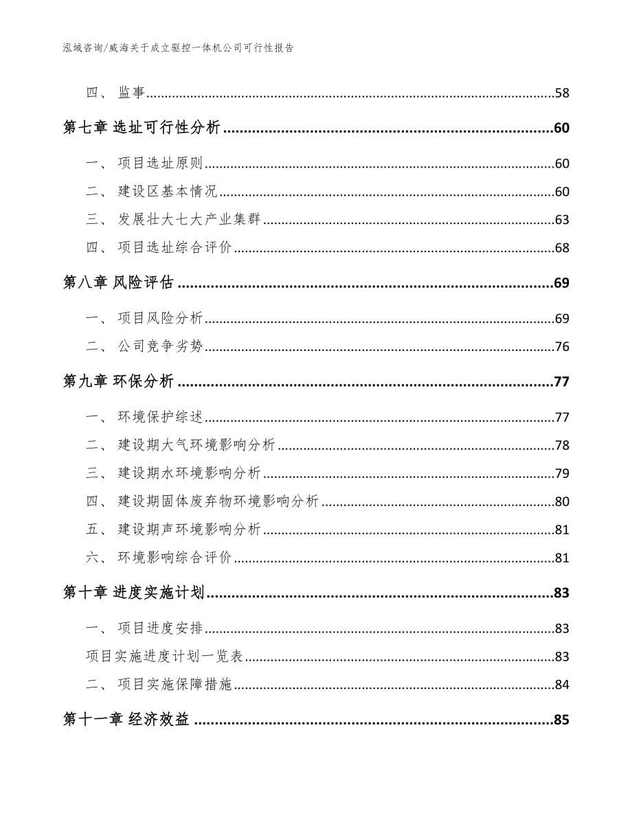 威海关于成立驱控一体机公司可行性报告【模板范本】_第5页