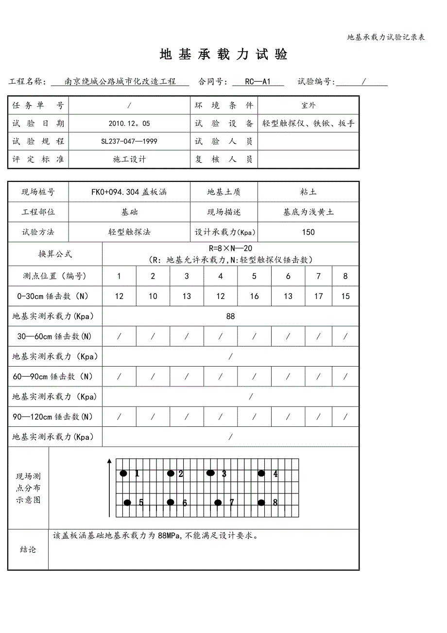 地基承载力试验记录表.doc_第1页