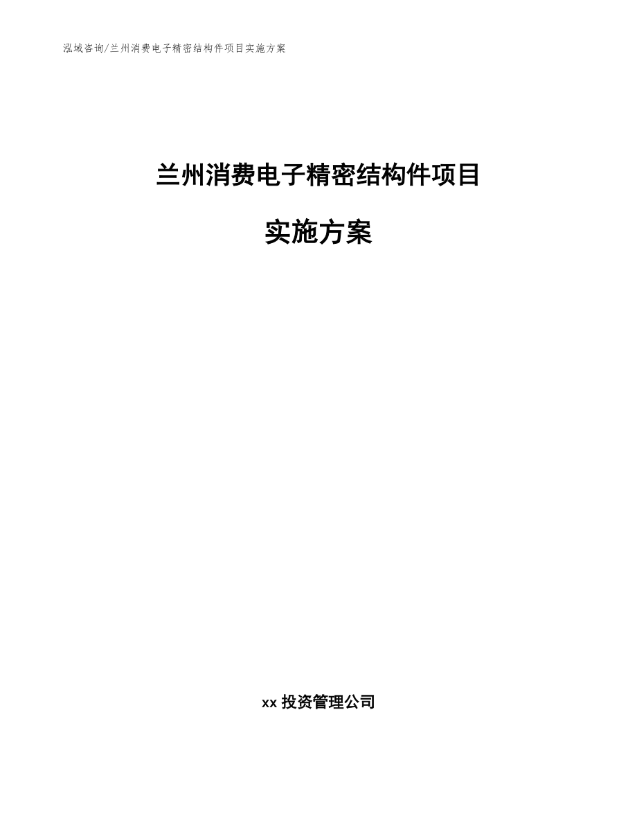 兰州消费电子精密结构件项目实施方案_模板参考_第1页