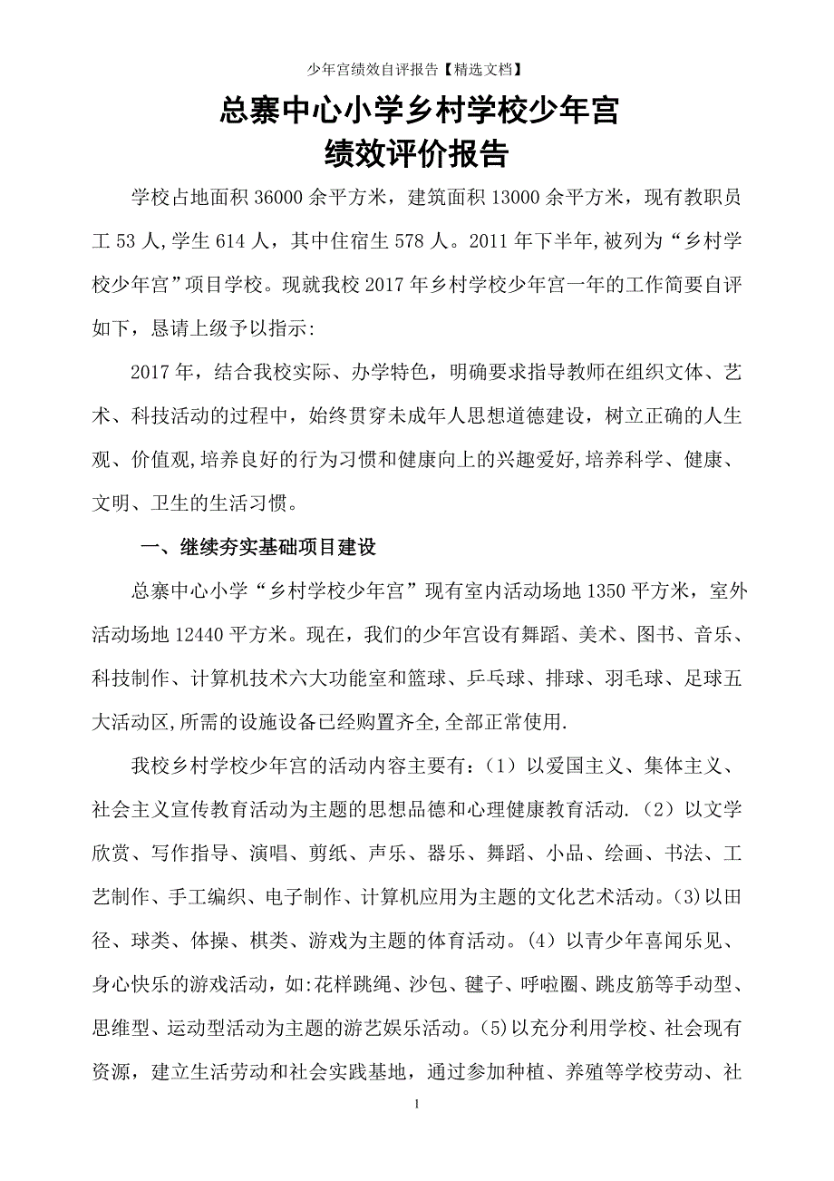 少年宫绩效自评报告【精选文档】_第1页