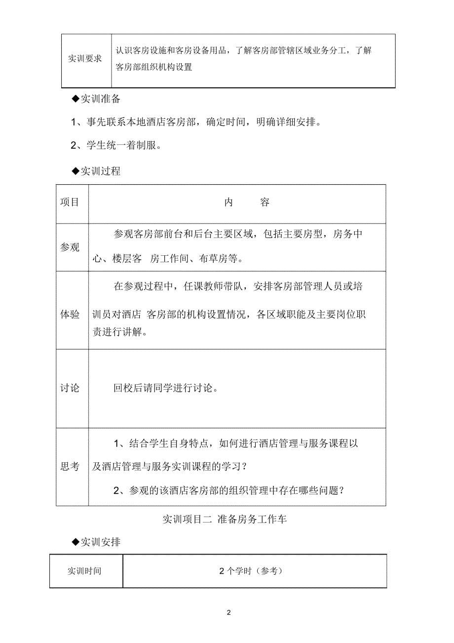 客房服务与管理实训指导书_第5页