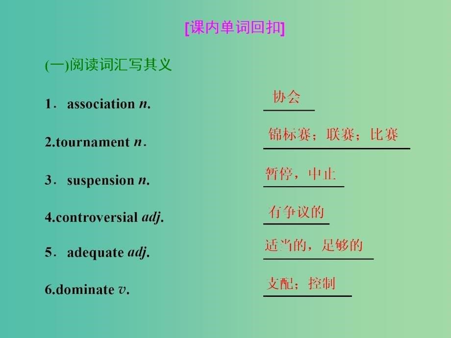 2019版高考英语一轮复习Module1Basketball课件外研版选修7 .ppt_第5页