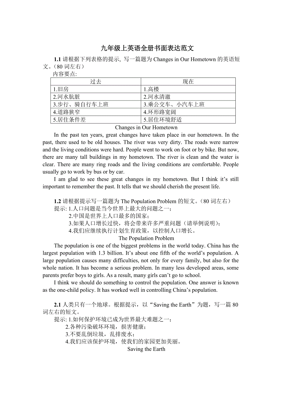 仁爱英语九年级上书面表达全册汇总_第1页
