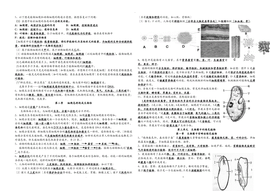 人教版初中生物全四本书知识要点_第2页