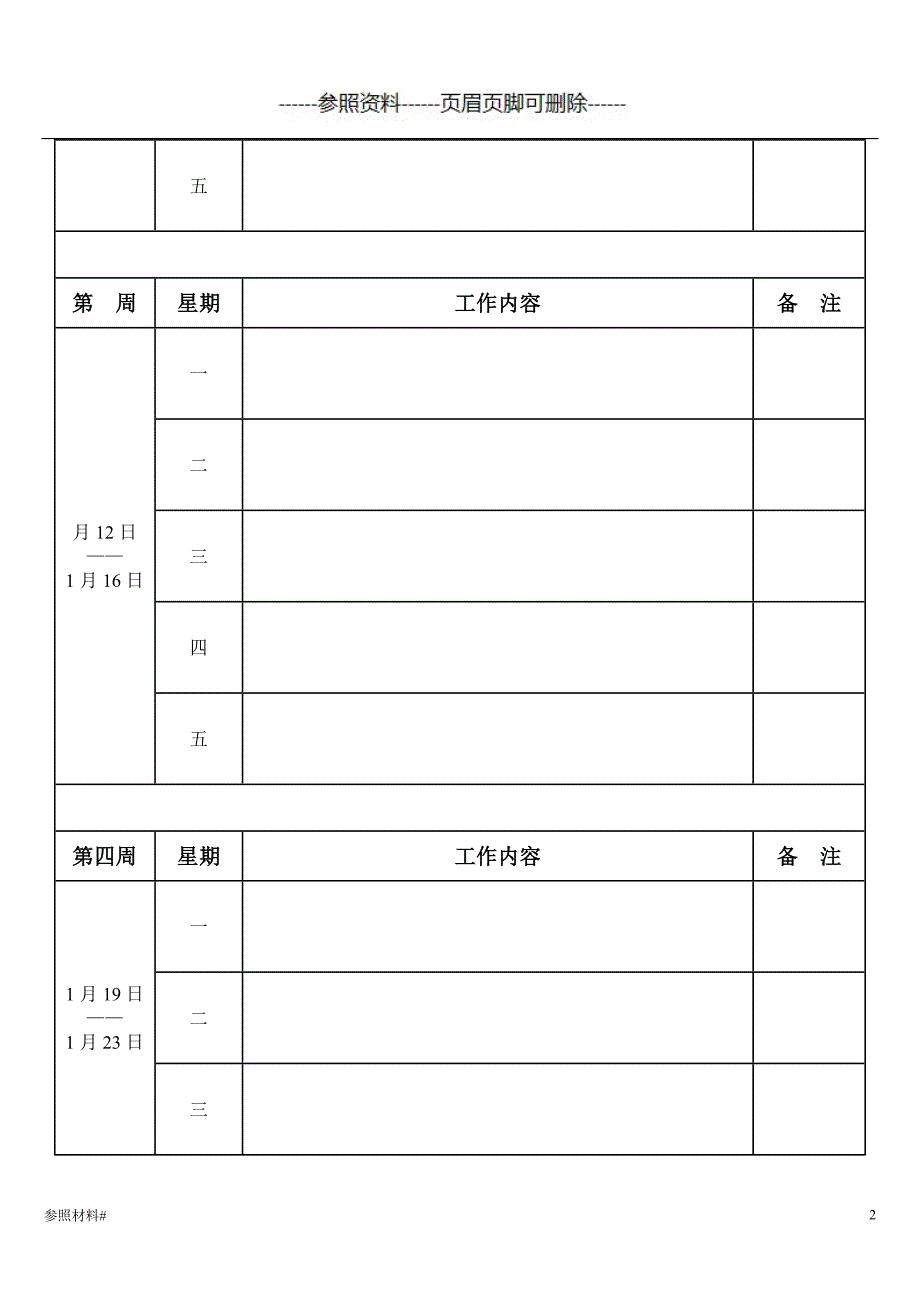 周工作日志(每周)空表（医学参照）_第2页